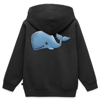 Kleiner Pottwal - Kinder Premium Organic Zip Hoodie - Schwarz - Hinten - AI Model Kid Male (0cm)