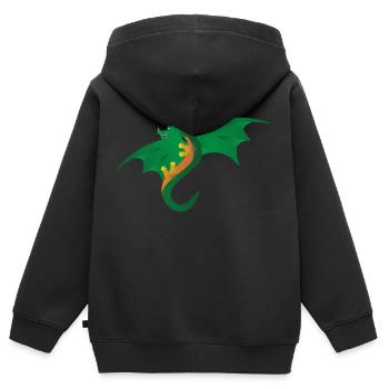 Grüner Drache - Kinder Motiv - Kinder Premium Organic Zip Hoodie - Schwarz - Hinten - AI Model Kid Male (0cm)