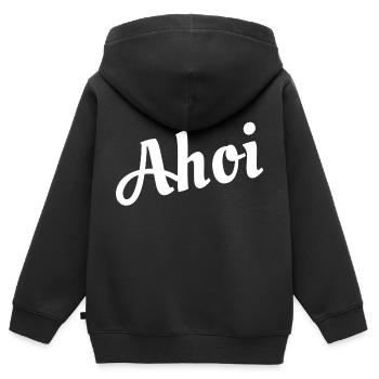 Ahoi - Kinder Premium Organic Zip Hoodie - Schwarz - Hinten - AI Model Kid Male (0cm)