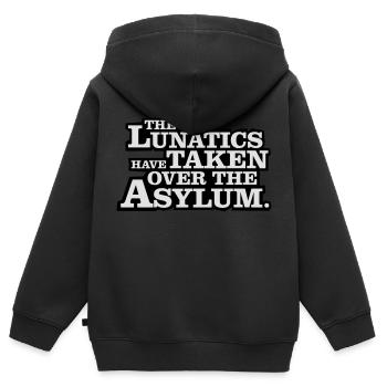 The lunatics have taken over the asylum. - Kinder Premium Organic Zip Hoodie - Schwarz - Hinten - AI Model Kid Male (0cm)