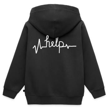 help -aide - Sweat Premium à capuche zippé enfant bio - noir - Dos - AI Model Kid Male (0cm)