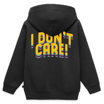 I Dont Carem Typography - Kinder Premium Organic Zip Hoodie - Schwarz - Hinten - AI Model Kid Male (0cm)