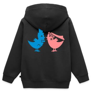 Hochzeitsvögel / tweep wedding (2c) - Kinder Premium Organic Zip Hoodie - Schwarz - Hinten - AI Model Kid Male (0cm)