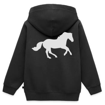 Cheval au galop - toutes les couleurs possible - Sweat Premium à capuche zippé enfant bio - noir - Dos - AI Model Kid Male (0cm)