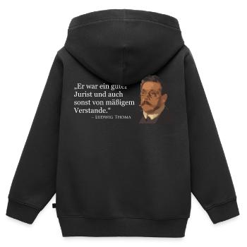 Ludwig Thoma quote - Kids Premium Organic Zip-up Hoodie - black - Back - AI Model Kid Male (0cm)