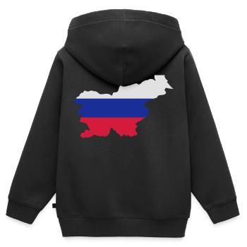 Slowenien - Kinder Premium Organic Zip Hoodie - Schwarz - Hinten - AI Model Kid Male (0cm)
