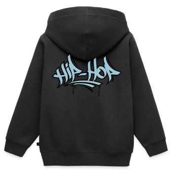 Hip Hop - Kinder Premium Organic Zip Hoodie - Schwarz - Hinten - AI Model Kid Male (0cm)