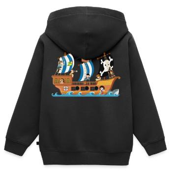 Piratenschiff - Kinder Premium Organic Zip Hoodie - Schwarz - Hinten - AI Model Kid Male (0cm)