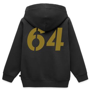 Zahl 64 - Kinder Premium Organic Zip Hoodie - Schwarz - Hinten - AI Model Kid Male (0cm)