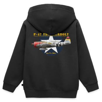 P-47 Big Ass Bird II - Sweat Premium à capuche zippé enfant bio - noir - Dos - AI Model Kid Male (0cm)