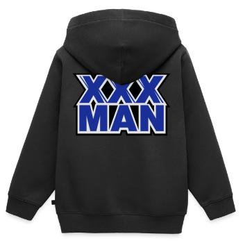 XXX Man - Kinder Premium Organic Zip Hoodie - Schwarz - Hinten - AI Model Kid Male (0cm)