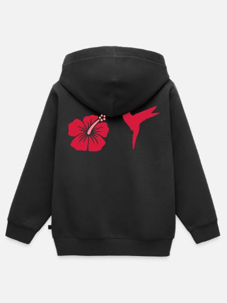 Hibiskus - Kinder Premium Organic Zip Hoodie - Schwarz