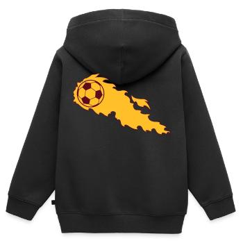 Burning football - Kids Premium Organic Zip-up Hoodie - black - Back - AI Model Kid Male (0cm)