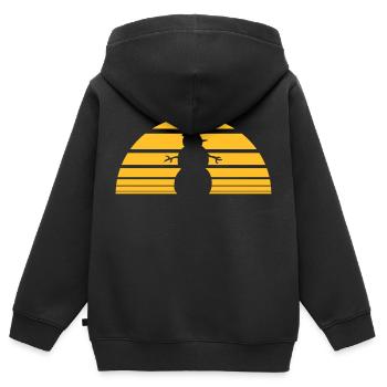 rayures bonhomme de soleil soleil chaud été chaud faire fondre - Sweat Premium à capuche zippé enfant bio - noir - Dos - AI Model Kid Male (0cm)