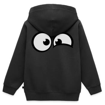 Ängstliche Comic Augen - Kinder Premium Organic Zip Hoodie - Schwarz - Hinten - AI Model Kid Male (0cm)
