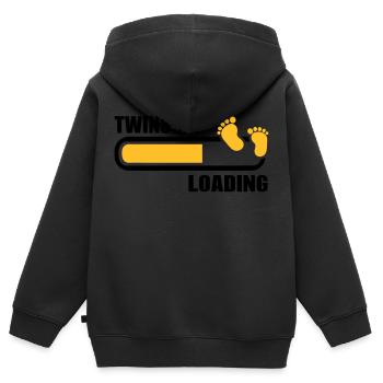 Zwillinge - Kinder Premium Organic Zip Hoodie - Schwarz - Hinten - AI Model Kid Male (0cm)