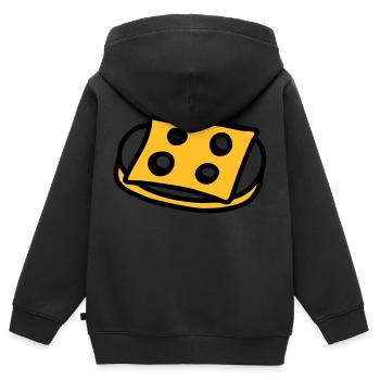 Käsebrot - V2 - Kinder Premium Organic Zip Hoodie - Schwarz - Hinten - AI Model Kid Male (0cm)