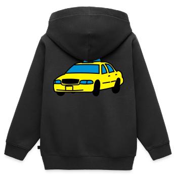 Taxi - Kinder Premium Organic Zip Hoodie - Schwarz - Hinten - AI Model Kid Male (0cm)