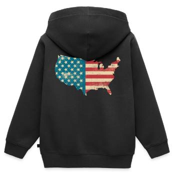 Amerika Vintage Flagge - United States - USA-Land - Kids Premium Organic Zip-up Hoodie - black - Back - AI Model Kid Male (0cm)