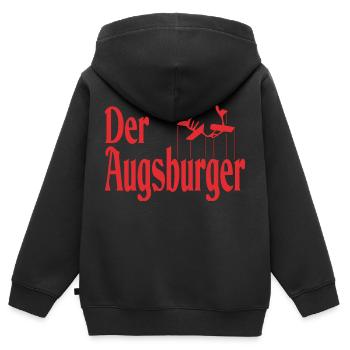 Der Augsburger - Kinder Premium Organic Zip Hoodie - Schwarz - Hinten - AI Model Kid Male (0cm)