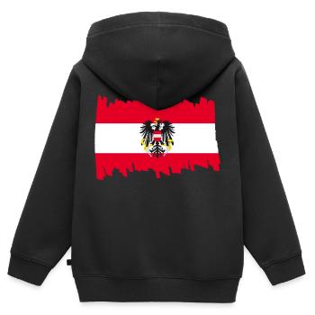Austria National Flag - brush - Kinder Premium Organic Zip Hoodie - Schwarz - Hinten - AI Model Kid Male (0cm)
