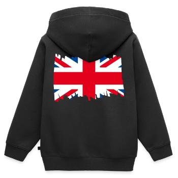 Great Britain National Flag - brush - Kinder Premium Organic Zip Hoodie - Schwarz - Hinten - AI Model Kid Male (0cm)