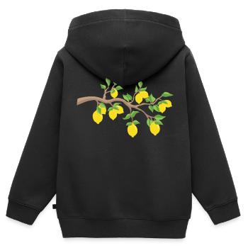 Zitrone - Kinder Premium Organic Zip Hoodie - Schwarz - Hinten - AI Model Kid Male (0cm)