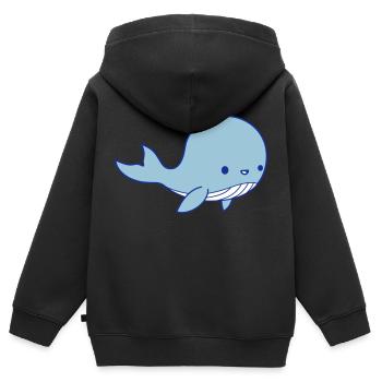 Wal Baby Clipart - Kinder Premium Organic Zip Hoodie - Schwarz - Hinten - AI Model Kid Male (0cm)