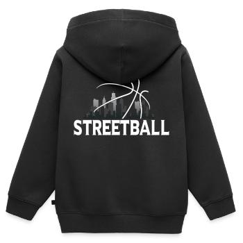 Streetball Skyline - Straßenbasketball - Kinder Premium Organic Zip Hoodie - Schwarz - Hinten - AI Model Kid Male (0cm)