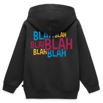 Comic Blah Coloré - Sweat Premium à capuche zippé enfant bio - noir - Dos - AI Model Kid Male (0cm)