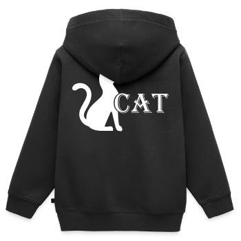 Chat Chat - Sweat Premium à capuche zippé enfant bio - noir - Dos - AI Model Kid Male (0cm)