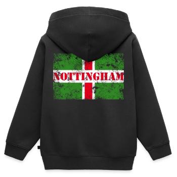 Nottingham Vintage - Kinder Premium Organic Zip Hoodie - Schwarz - Hinten - AI Model Kid Male (0cm)