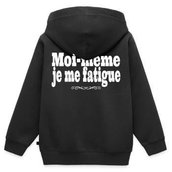 je me fatigue - Sweat Premium à capuche zippé enfant bio - noir - Dos - AI Model Kid Male (0cm)