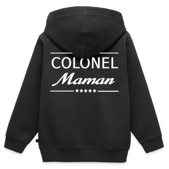 COLONEL Maman (blanc) 5 stars stripes - Sweat Premium à capuche zippé enfant bio - noir - Dos - AI Model Kid Male (0cm)