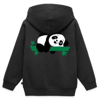 Fauler Panda - Kinder Premium Organic Zip Hoodie - Schwarz - Hinten - AI Model Kid Male (0cm)