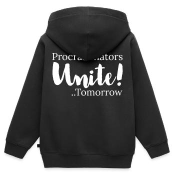 procrastinators unite tomorrow - Sweat Premium à capuche zippé enfant bio - noir - Dos - AI Model Kid Male (0cm)