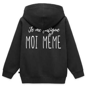 Je me fatigue moi même - Sweat Premium à capuche zippé enfant bio - noir - Dos - AI Model Kid Male (0cm)