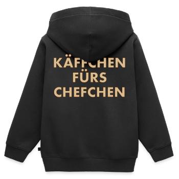 Käffchen fürs Chefchen - Kinder Premium Organic Zip Hoodie - Schwarz - Hinten - AI Model Kid Male (0cm)