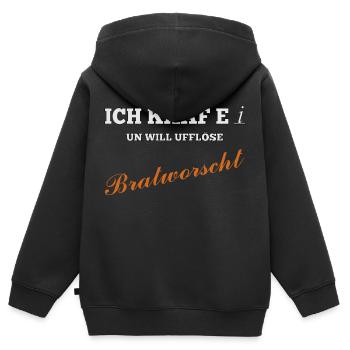 Bratworscht - Kinder Premium Organic Zip Hoodie - Schwarz - Hinten - AI Model Kid Male (0cm)