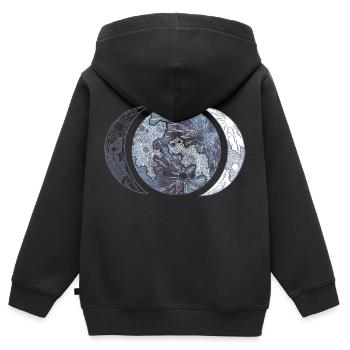 Phasen des Mondes - Kinder Premium Organic Zip Hoodie - Schwarz - Hinten - AI Model Kid Male (0cm)