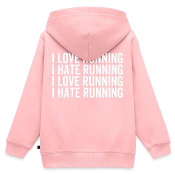 I Love Running I Hate Running - Kids Premium Organic Zip-up Hoodie - rose - Back - AI Model Kid Female (0cm)