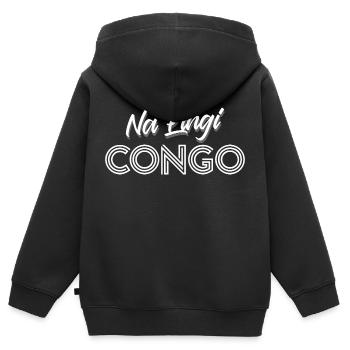 NA LINGI CONGO - Sweat Premium à capuche zippé enfant bio - noir - Dos - AI Model Kid Male (0cm)