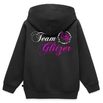 Team Glitzer - Kinder Premium Organic Zip Hoodie - Schwarz - Hinten - AI Model Kid Male (0cm)