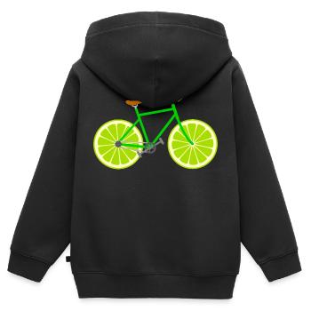 Bicycle fruit fruit lime - Kids Premium Organic Zip-up Hoodie - black - Back - AI Model Kid Male (0cm)