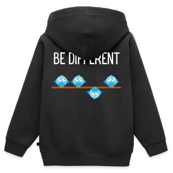 Be different Vogel Birds - Kinder Premium Organic Zip Hoodie - Schwarz - Hinten - AI Model Kid Male (0cm)