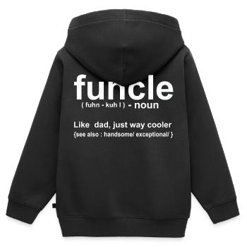 Définition de Funcle - Sweat Premium à capuche zippé enfant bio - noir - Dos - AI Model Kid Male (0cm)