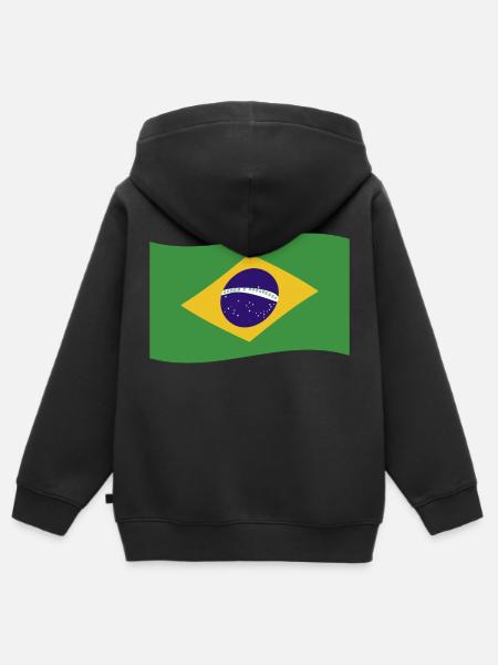 Brasilien Flagge Brasil Fahne Brasilianische Land - Premium børne zip-hættetrøje økologisk - sort