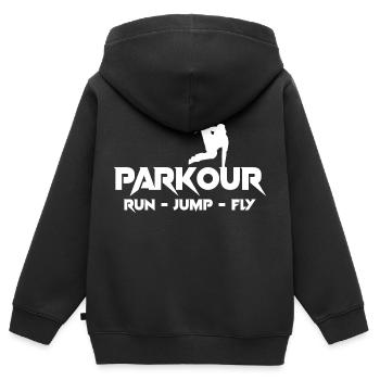 Parkour Freerunner Motiv Trendsport Extremes Sport - Kinder Premium Organic Zip Hoodie - Schwarz - Hinten - AI Model Kid Male (0cm)