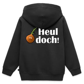 Zwiebel Heul doch - Kinder Premium Organic Zip Hoodie - Schwarz - Hinten - AI Model Kid Male (0cm)