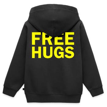 Free hugs - Sweat Premium à capuche zippé enfant bio - noir - Dos - AI Model Kid Male (0cm)